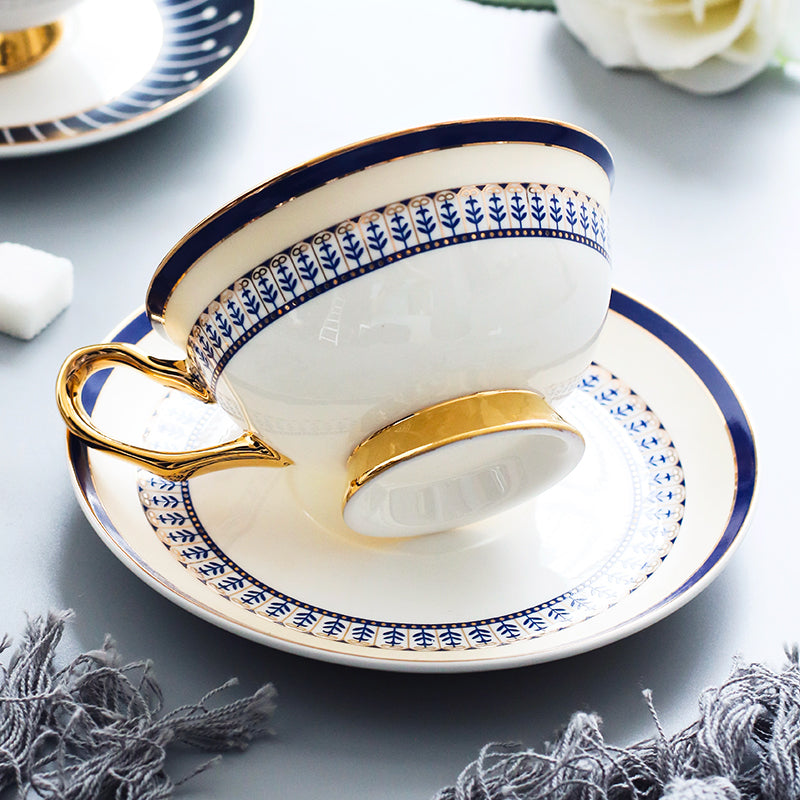 British Tea Cups, Porcelain Coffee Cups, Latte Coffee Cups, Tea Cup and Saucer, Coffee Cups with Gold Trim and Gift Box