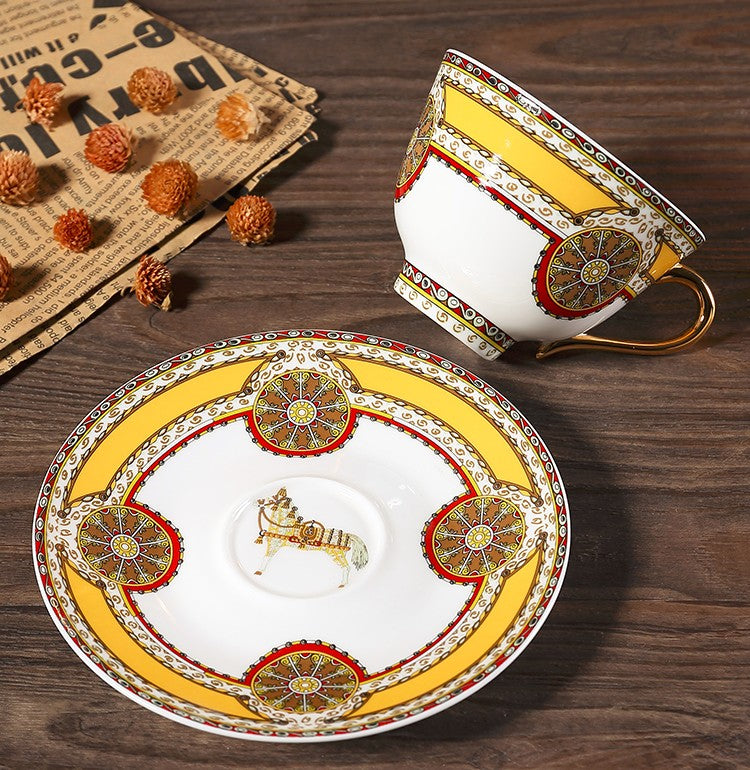 Beautiful British Tea Cups, Creative Porcelain Tea Cup Saucer Set, Royal Ceramic Coffee Cups, 6.8 oz Tea Cup and Saucer
