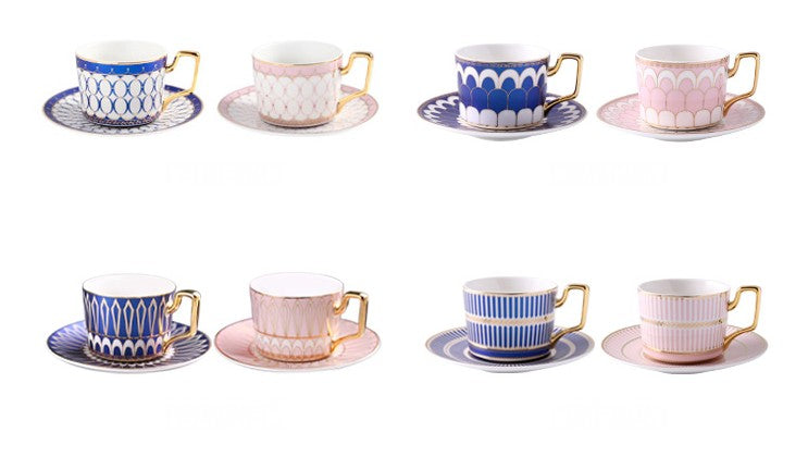 British Tea Cups, Coffee Cups with Gold Trim and Gift Box, Elegant Porcelain Coffee Cups, Tea Cup and Saucer
