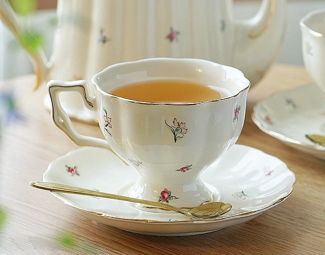 Porcelain Tea Cup Saucer Set, Beautiful British Tea Cups, Traditional English Tea Cup and Saucer, Unique Ceramic Coffee Cups