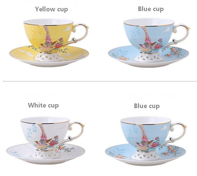 Elegant Oriental Pheasant Ceramic Cups, Beautiful Bird Pattern Tea Cups, Creative Porcelain Tea Cup Saucer Set, Unique Tea Cup and Saucer in Gift Box as Birthday Gift
