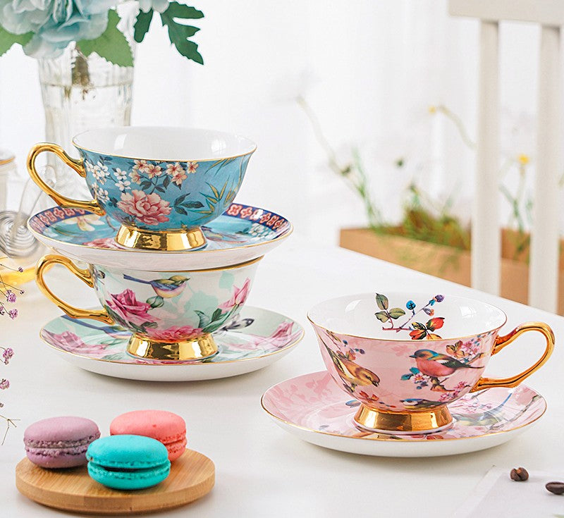 Unique Traditional Afternoon Tea Cup and Saucer in Gift Box, Royal Porcelain Tea Cup Saucer Set, Elegant Flower Pattern Ceramic Coffee Cups, Beautiful British Tea Cups