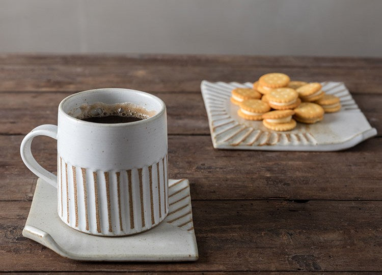 Coffee Cup and Saucer Set, Latte Coffee Cup, Cappuccino Coffee Mug, Large Coffee Cup, Pottery Coffee Cups