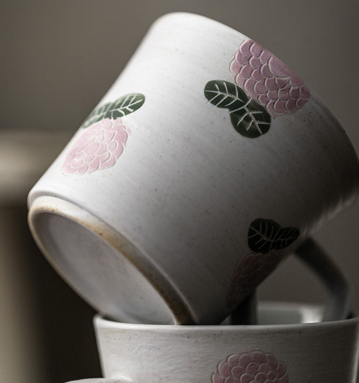 Handmade Pottery Coffee Cup, Rose Ceramic Coffee Mug, Cappuccino Coffee Cup, Tea Cup