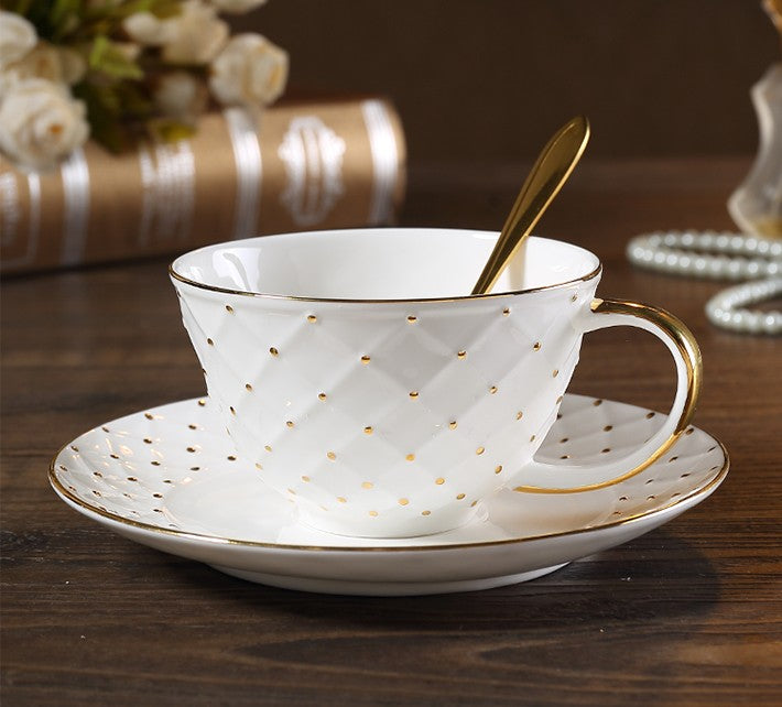 Elegant Ceramic Tea Cups, 6.8 oz Tea Cup and Saucer in Gift Box as Birthday Gift, Beautiful British Tea Cups, Creative Porcelain Tea Cup Set