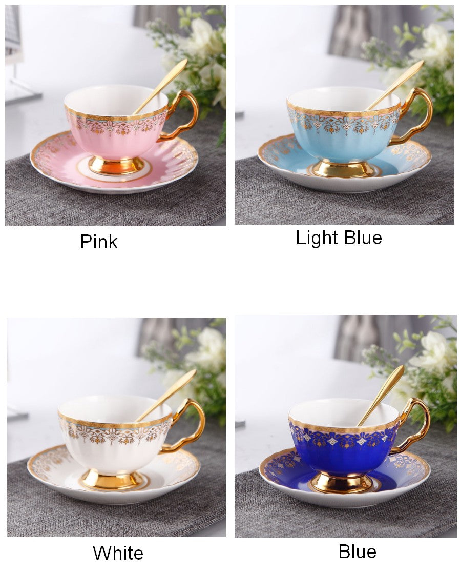Porcelain Tea Cup Saucer Set, Unique British Tea Cup and Saucer in Gift Box, Elegant British Ceramic Coffee Cups for Traditional Afternoon Tea