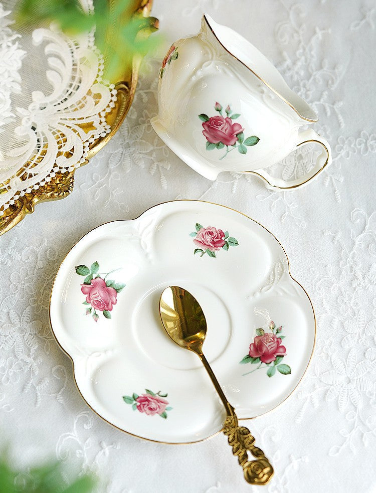 British Royal Ceramic Cups for Traditional Afternoon Tea, Elegant Ceramic Coffee Cups, Rose Porcelain Tea Cup Saucer Set, Unique Blue Tea Cup and Saucer in Gift Box