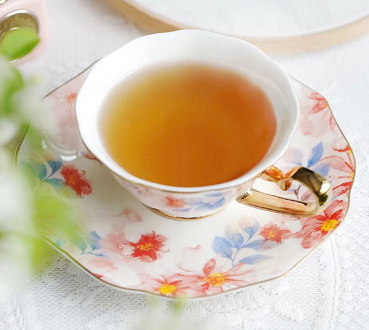 Flower Porcelain Tea Cup Saucer Set, Unique Tea Cup and Saucer in Gift Box,British Royal Ceramic Cups for Traditional Afternoon Tea, Elegant Ceramic Coffee Cups