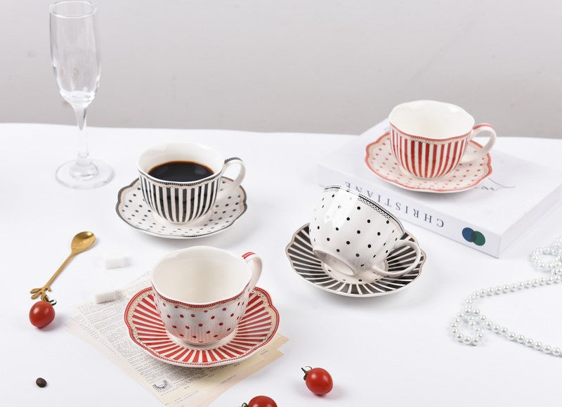 Elegant Modern Ceramic Coffee Cups, Creative Porcelain Tea Cup Saucer Set, Unique Porcelain Cup and Saucer, Afternoon British Tea Cups