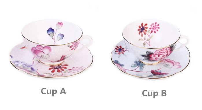 Unique Porcelain Cup and Saucer, Beautiful British Flower Tea Cups, Elegant Ceramic Coffee Cups, Creative Porcelain Tea Cup Set