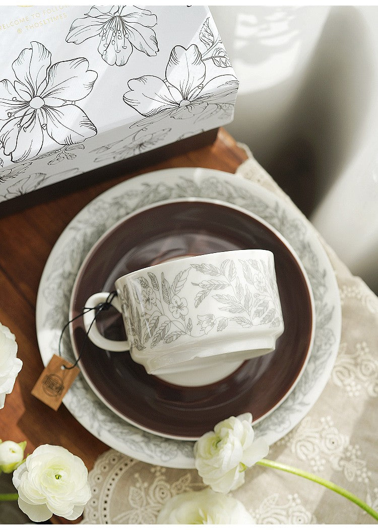 Vintage Porcelain Tea Cup Saucer Set, Unique British Tea Cup and Saucer in Gift Box, Royal Ceramic Cups, Elegant Ceramic Coffee Cups