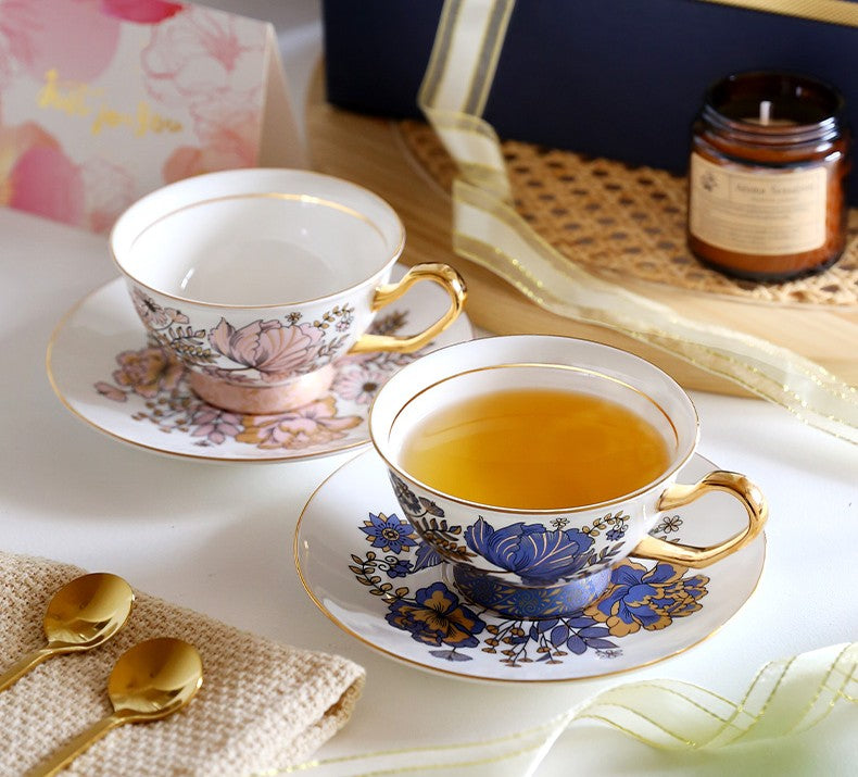 Unique Iris Flower Tea Cup and Saucer in Gift Box as Wedding Gift, Elegant Ceramic Coffee Cups, Afternoon British Tea Cups, Royal Porcelain Tea Cup Set