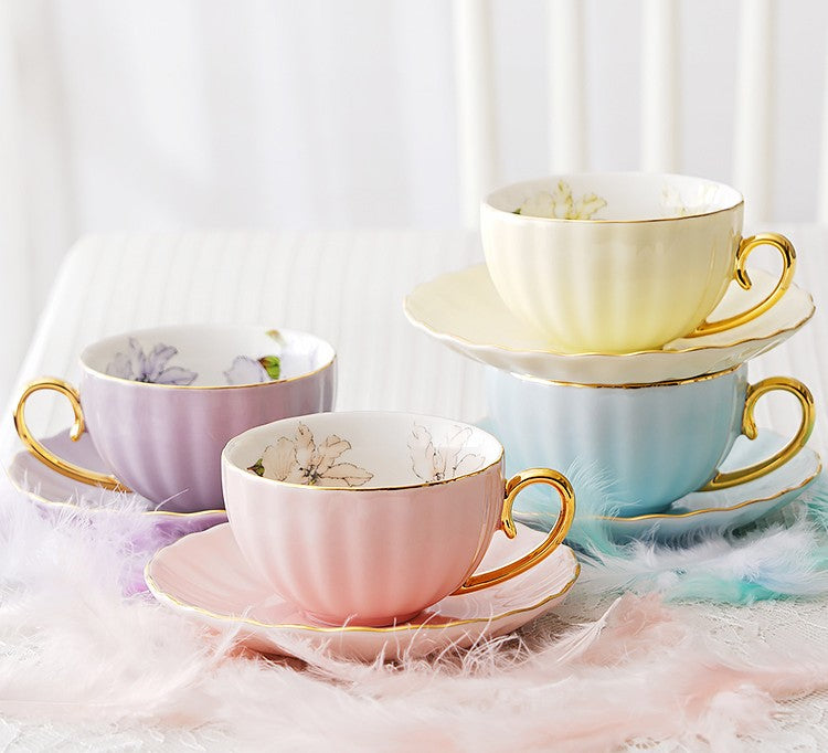 Unique Traditional Afternoon Tea Cup and Saucer, Elegant Ceramic Coffee Cups, Beautiful British Tea Cups, Royal Porcelain Tea Cup Set