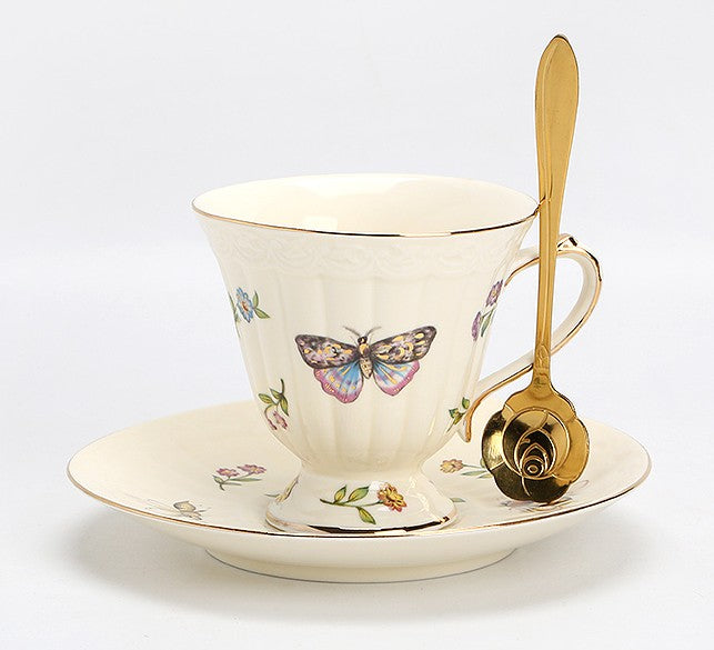Elegant Porcelain Tea Cup Saucer Set, Beautiful British Tea Cups, Traditional English Tea Cup and Saucer, Unique Ceramic Coffee Cups