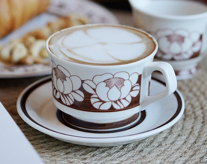 Elegant Ceramic Coffee Cups, Flower Porcelain Tea Cup Saucer Set, Beautiful British Tea Cups, Traditional English Tea Cup and Saucer