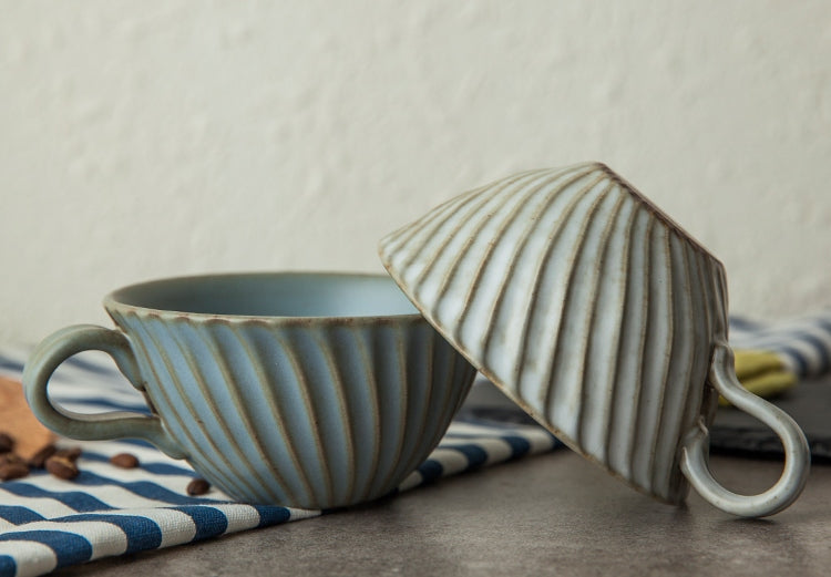 Gray Pottery Coffee Cups, Cappuccino Coffee Mug, Latte Coffee Cup, Breakfast Milk Cup, Ceramic Coffee Cup, Coffee Cup and Saucer Set