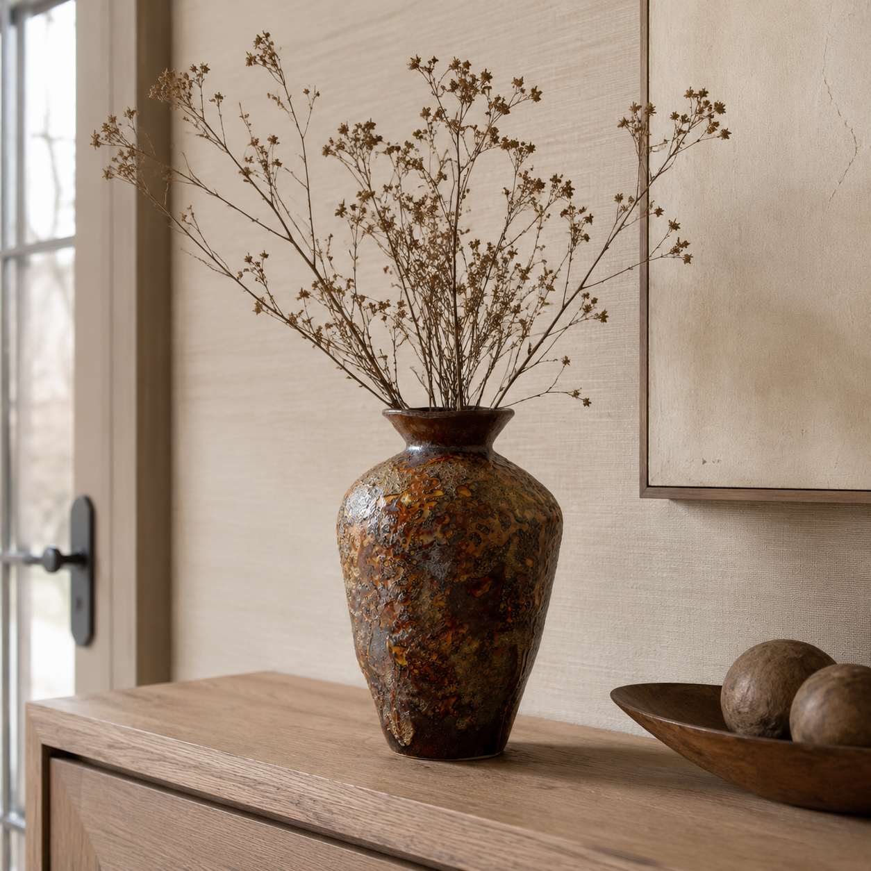 Rough ceramic wabi sabi vase style F lifestyle scene 1