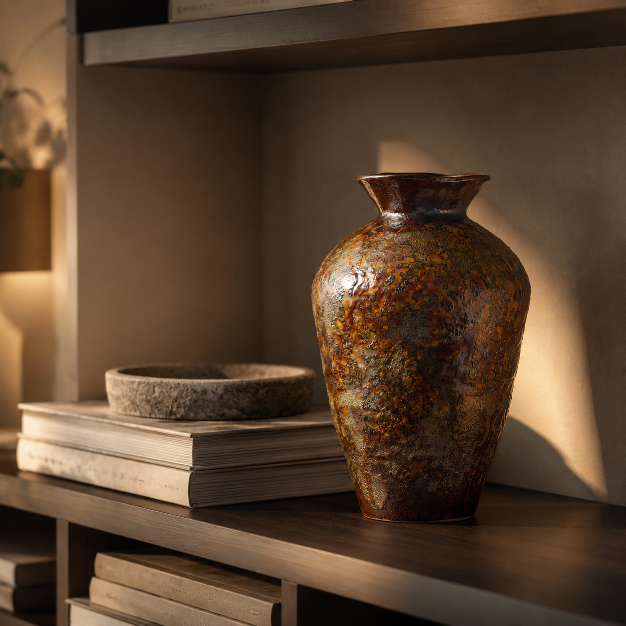 Rough ceramic wabi sabi vase style F lifestyle scene 2
