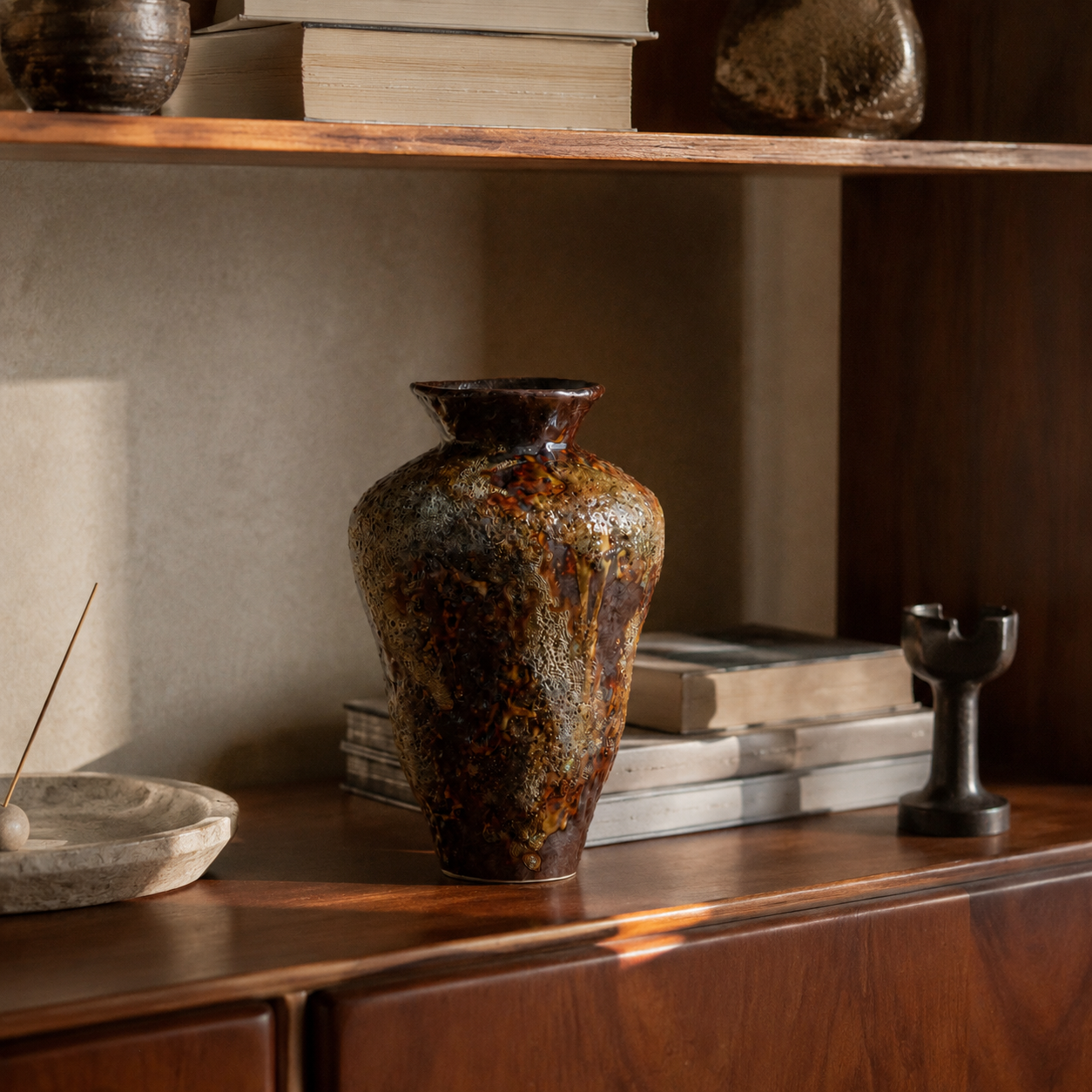 Rough ceramic wabi sabi vase style A lifestyle scene 2