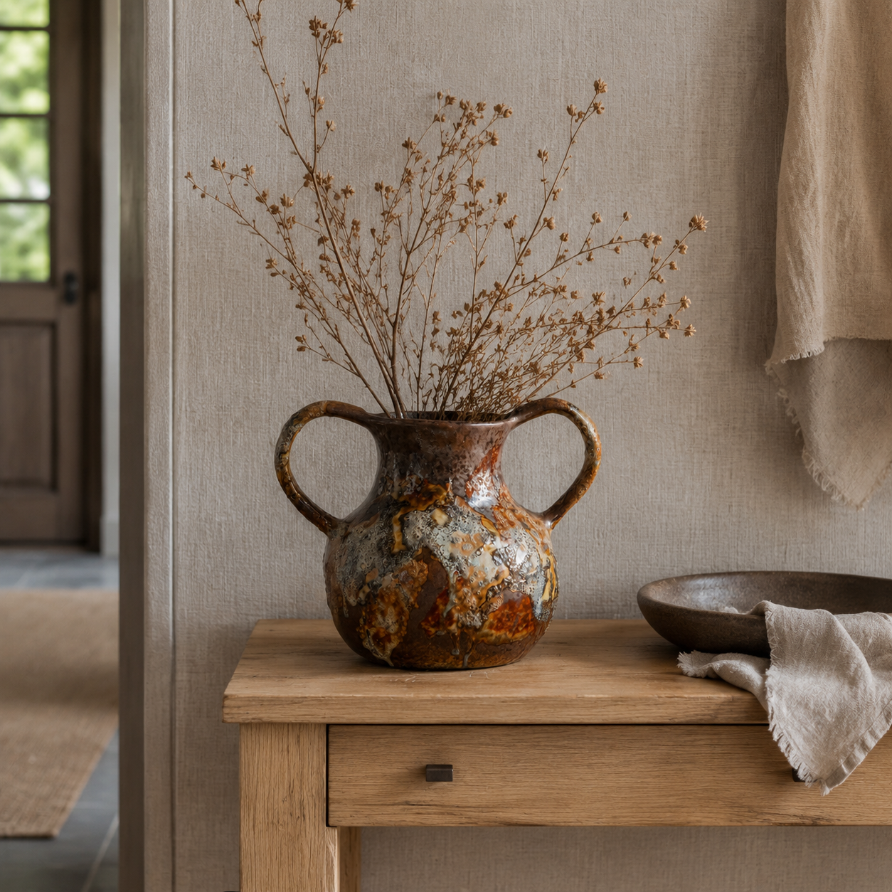 Rough ceramic wabi sabi vase style C lifestyle scene 1