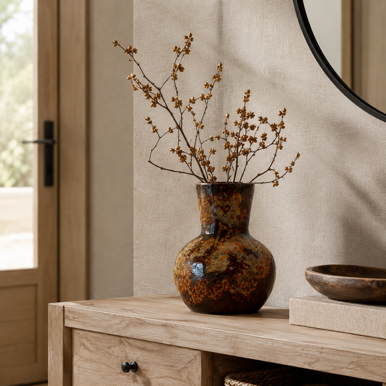 Rough ceramic wabi sabi vase style D lifestyle scene 1