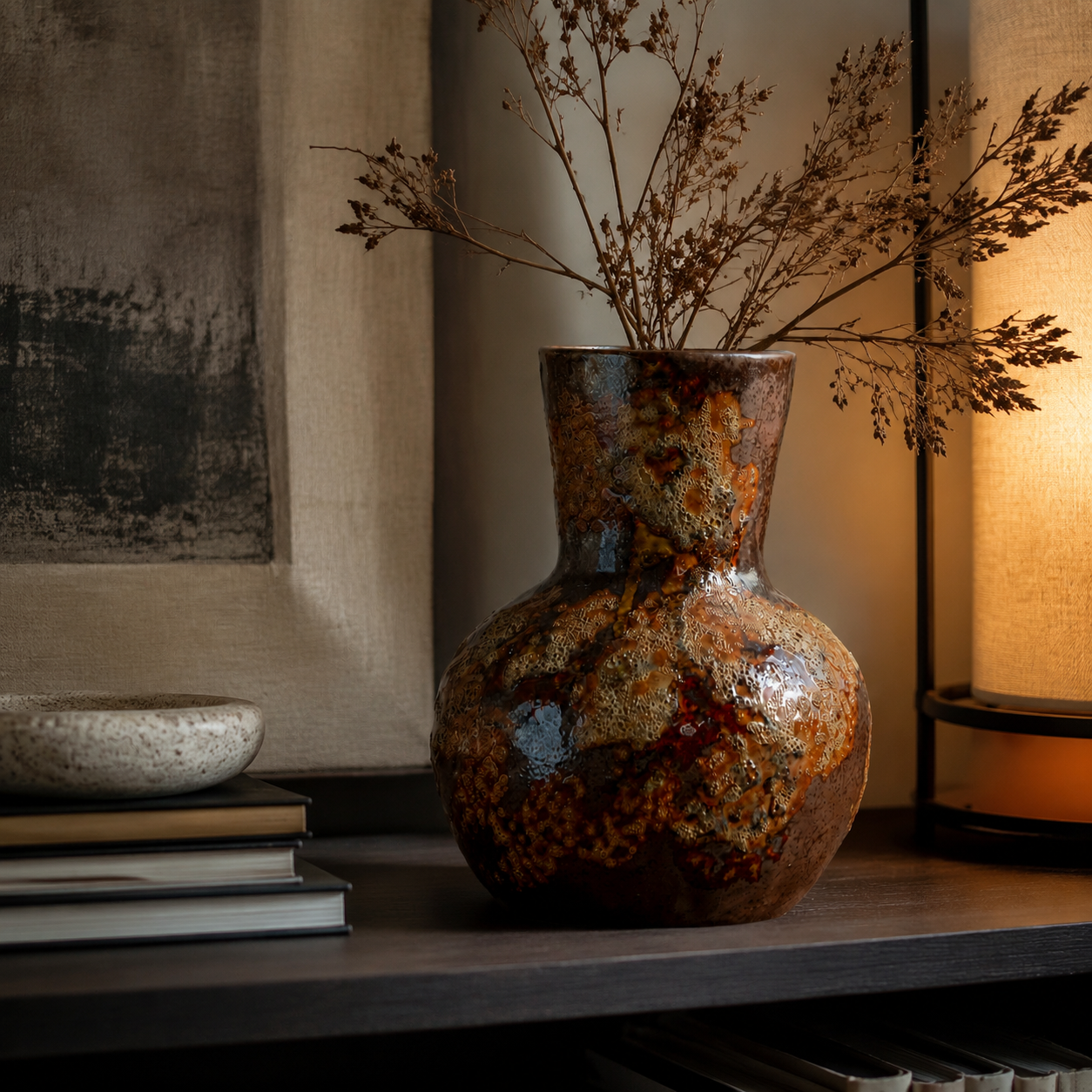 Rough ceramic wabi sabi vase style D lifestyle scene 2