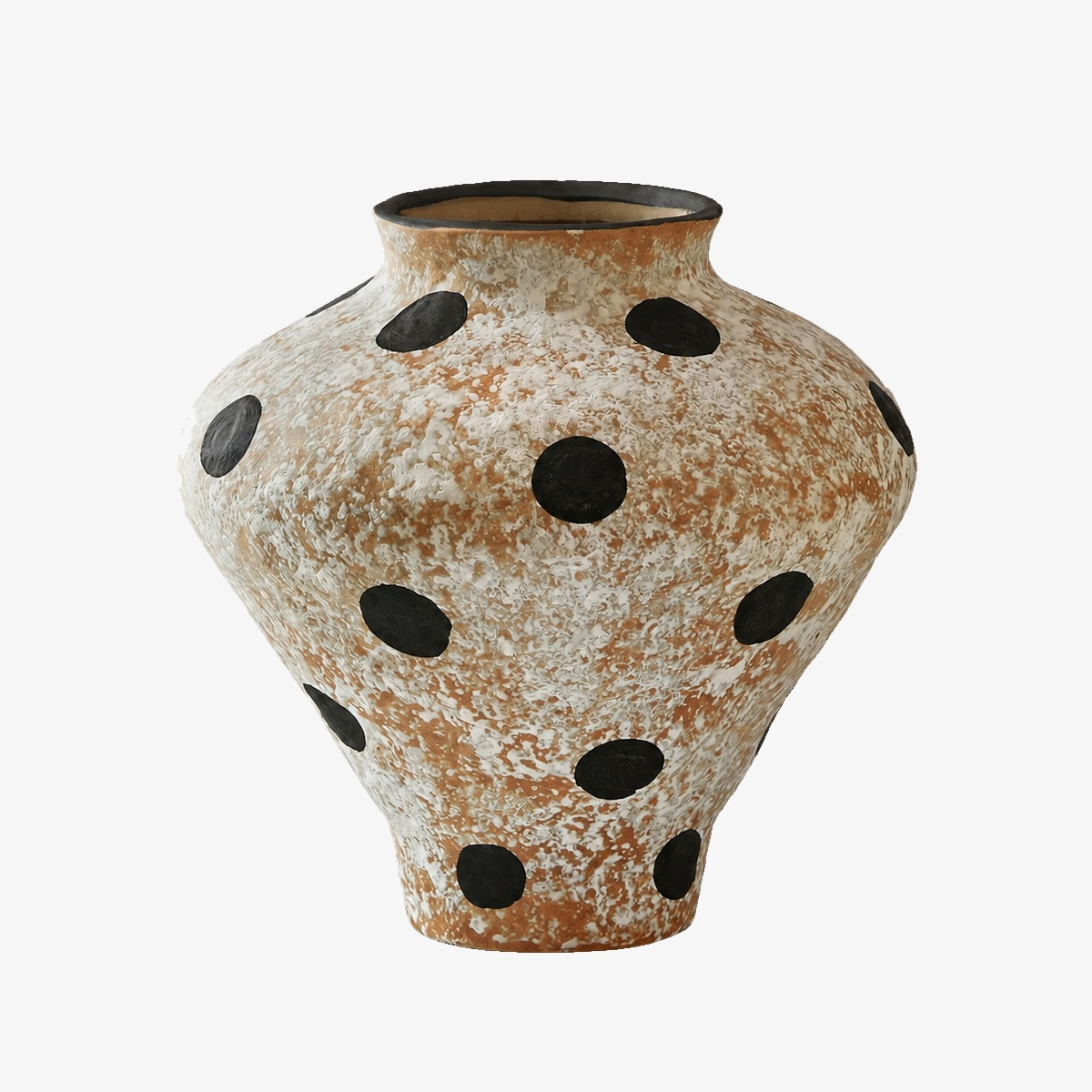 Hand-Painted Polka Dot Ceramic Vase - Large Decorative Vase D75 Weathered White Large A product image