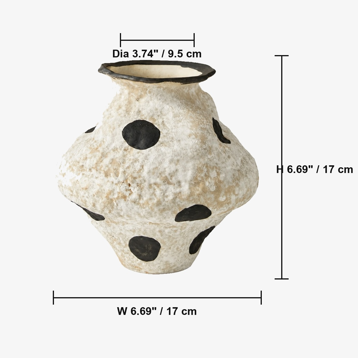 Hand-Painted Polka Dot Ceramic Vase - Large and Small Decorative Vase D76 Weathered White Small C dimensions