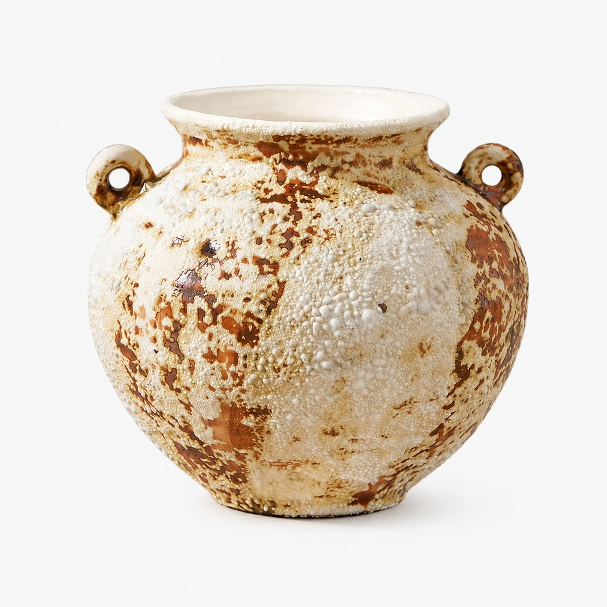 Rustic Aged Ceramic Vase - Sculptural Wabi Sabi Flower Vase D73 Double Handle product image