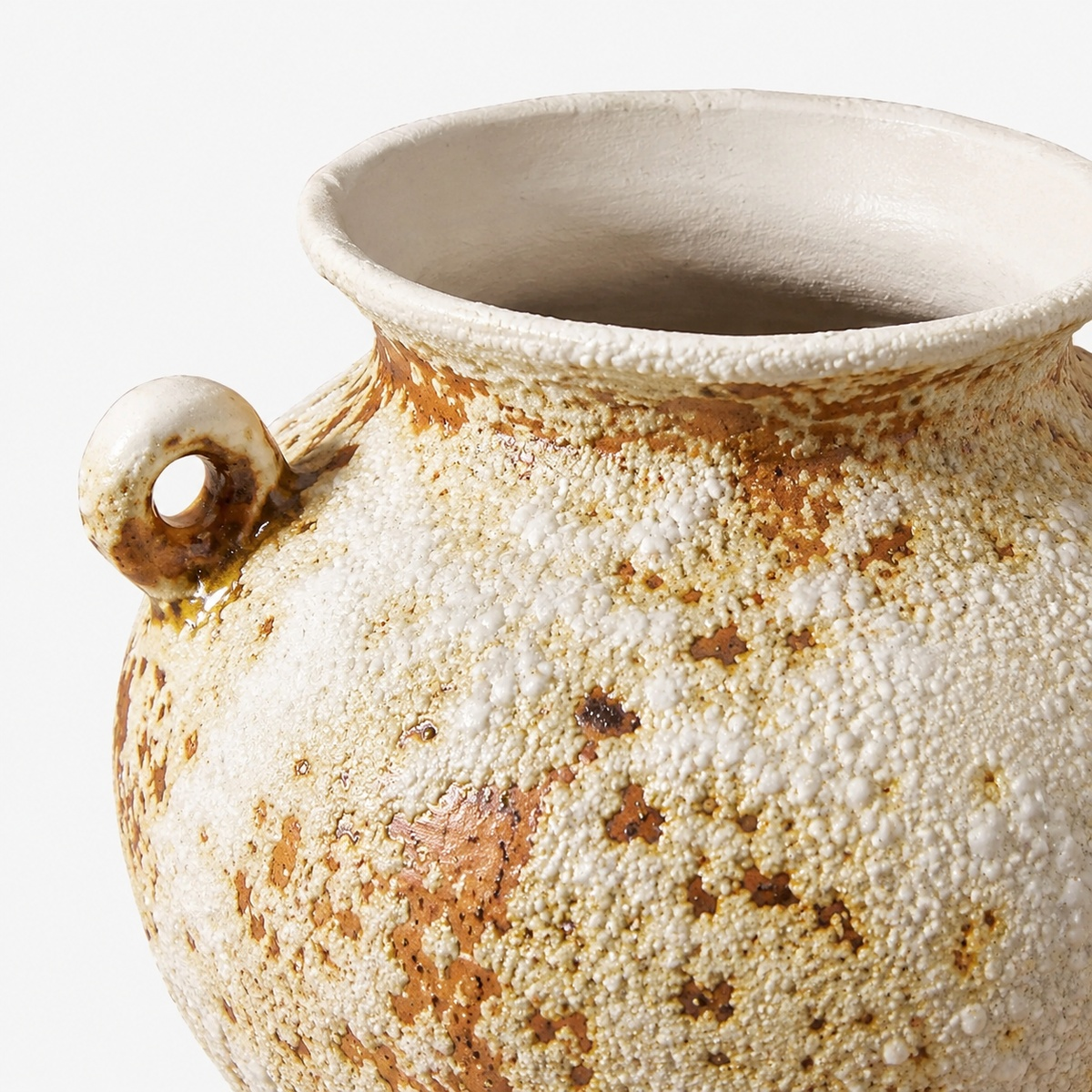 Rustic Aged Ceramic Vase - Sculptural Wabi Sabi Flower Vase D73 Double Handle ceramic texture detail