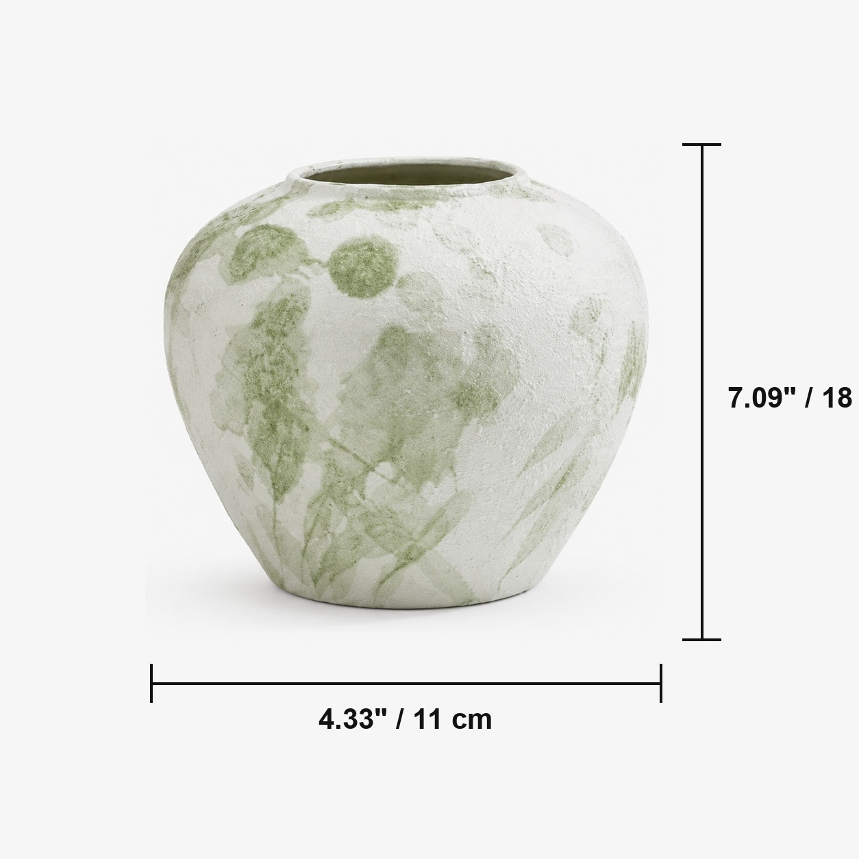 Green Ink Ceramic Vase - Botanical Glaze Flower Vase D74 Soft Ink dimensions