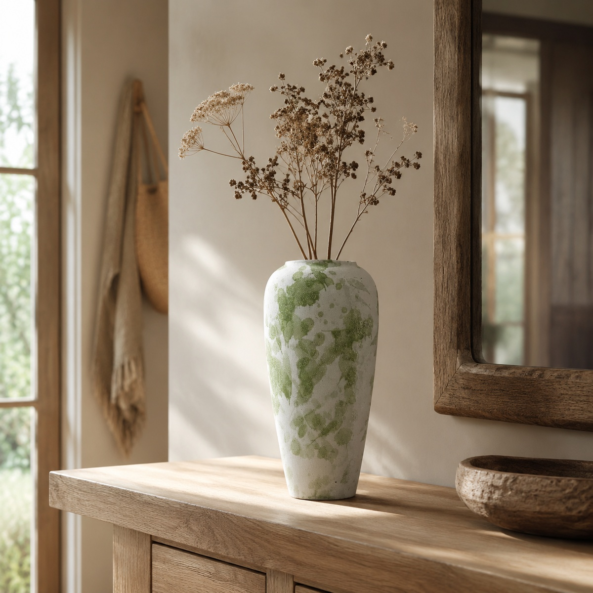 Green Ink Ceramic Vase - Botanical Glaze Flower Vase D74 Indigo Green lifestyle scene one