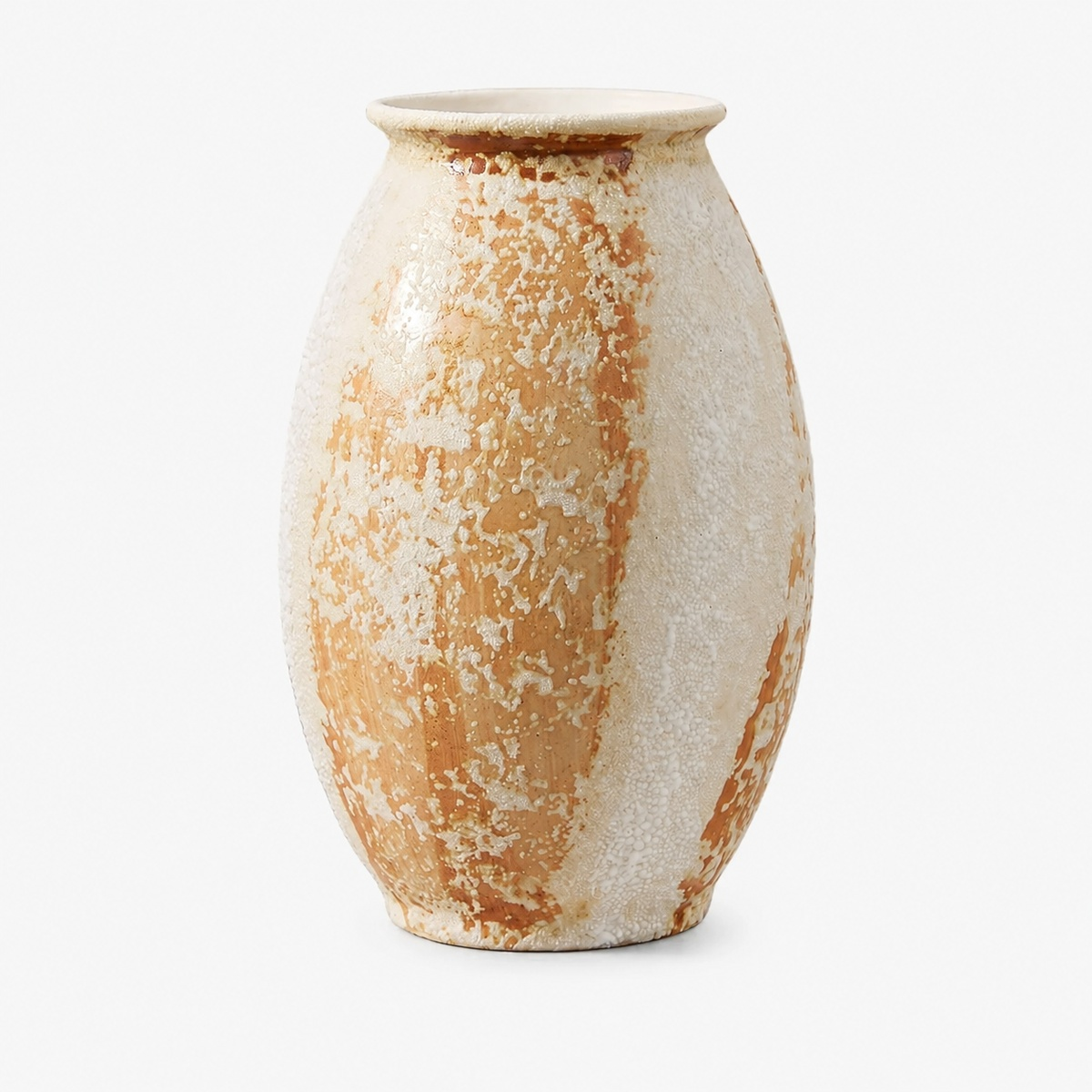 Rustic Aged Ceramic Vase - Sculptural Wabi Sabi Flower Vase D73 Oval Jar product image