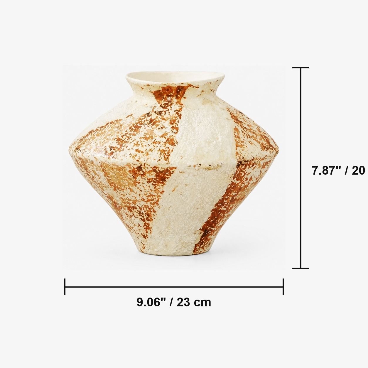 Rustic Aged Ceramic Vase - Sculptural Wabi Sabi Flower Vase D73 Wide Saucer dimensions