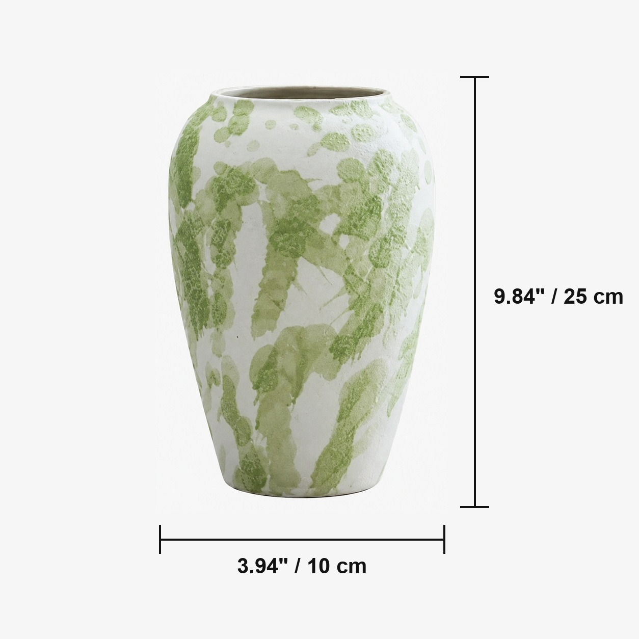 Green Ink Ceramic Vase - Botanical Glaze Flower Vase D74 Jade Mist dimensions