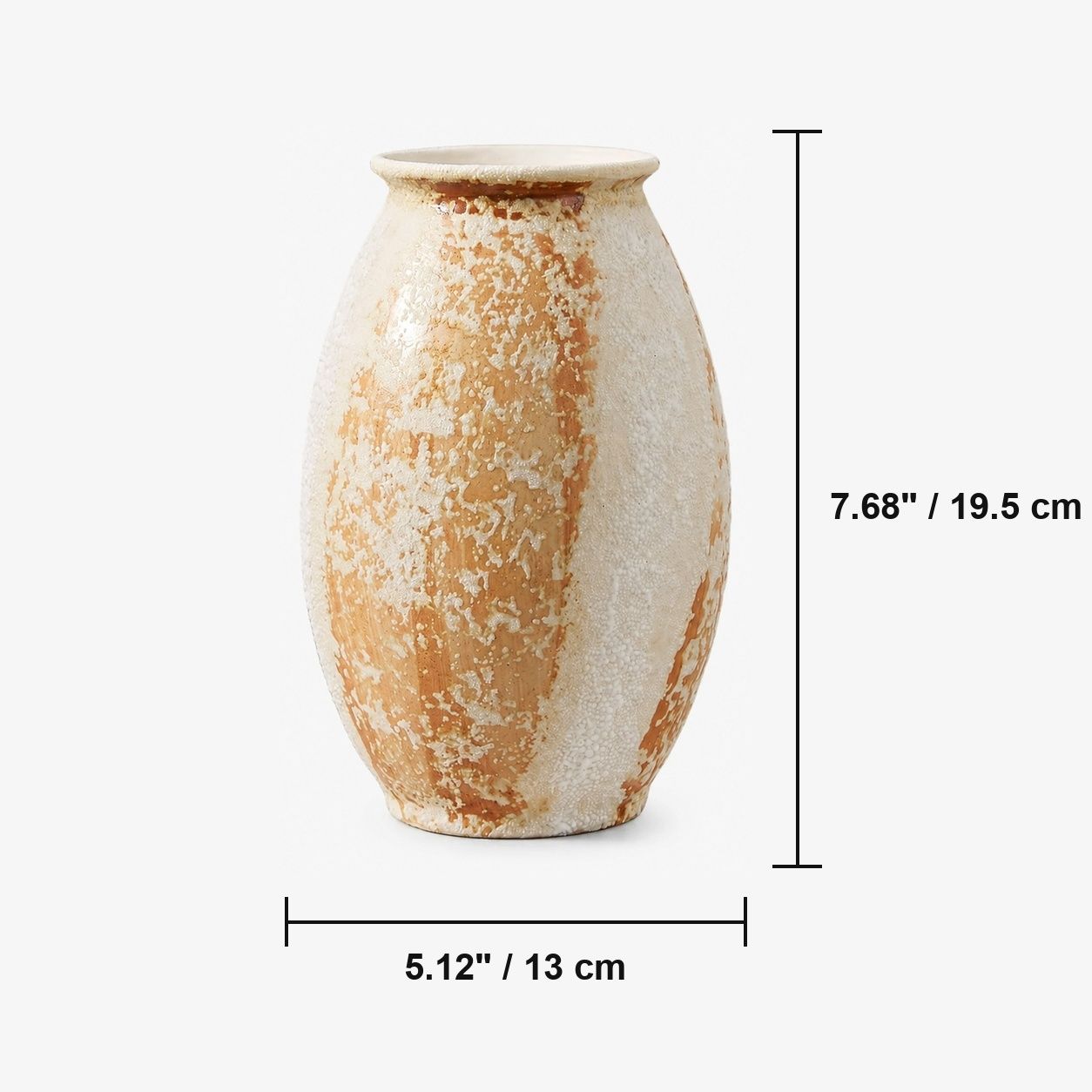Rustic Aged Ceramic Vase - Sculptural Wabi Sabi Flower Vase D73 Oval Jar dimensions