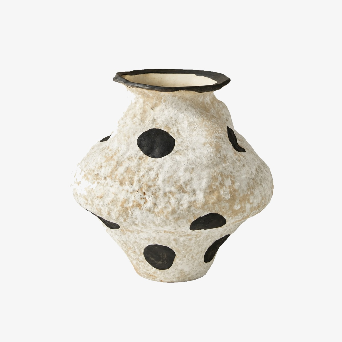 Hand-Painted Polka Dot Ceramic Vase - Large and Small Decorative Vase D76 Weathered White Small C product image
