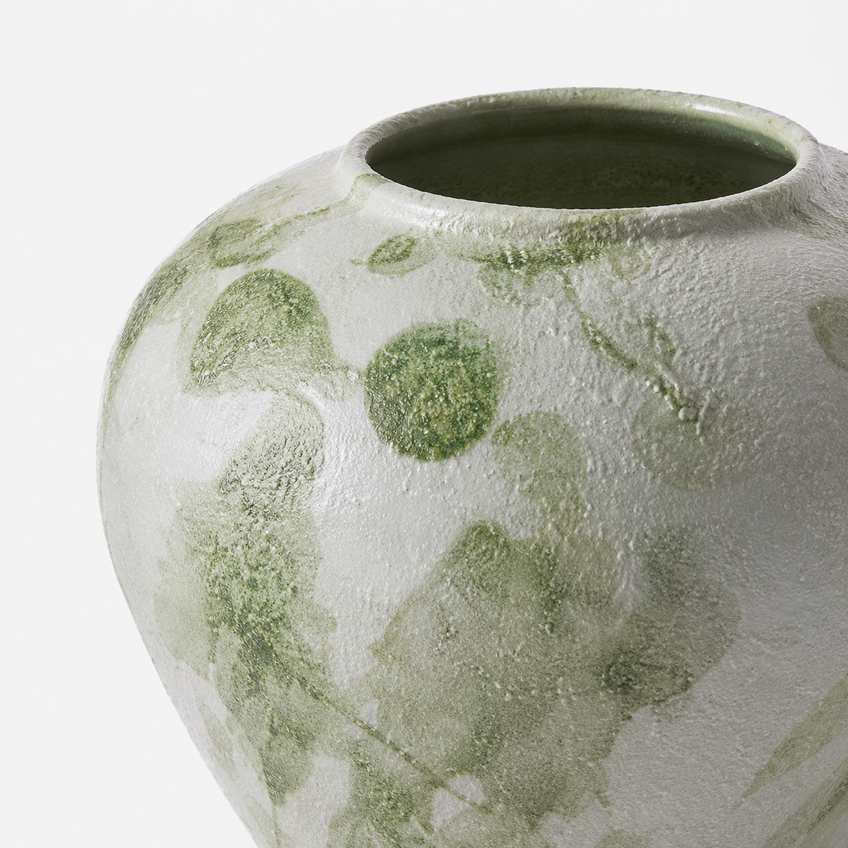 Green Ink Ceramic Vase - Botanical Glaze Flower Vase D74 Soft Ink ceramic texture detail
