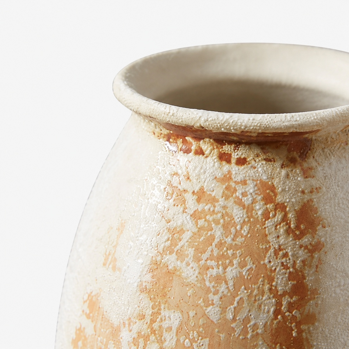 Rustic Aged Ceramic Vase - Sculptural Wabi Sabi Flower Vase D73 Oval Jar ceramic texture detail