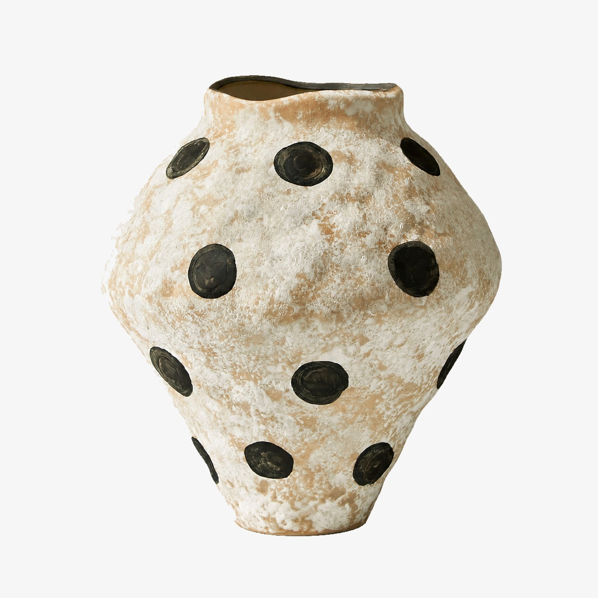 Hand-Painted Polka Dot Ceramic Vase - Large and Small Decorative Vase D76 Weathered White Large B product image