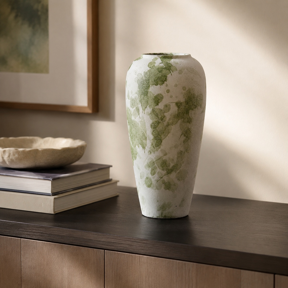 Green Ink Ceramic Vase - Botanical Glaze Flower Vase D74 Indigo Green lifestyle scene two