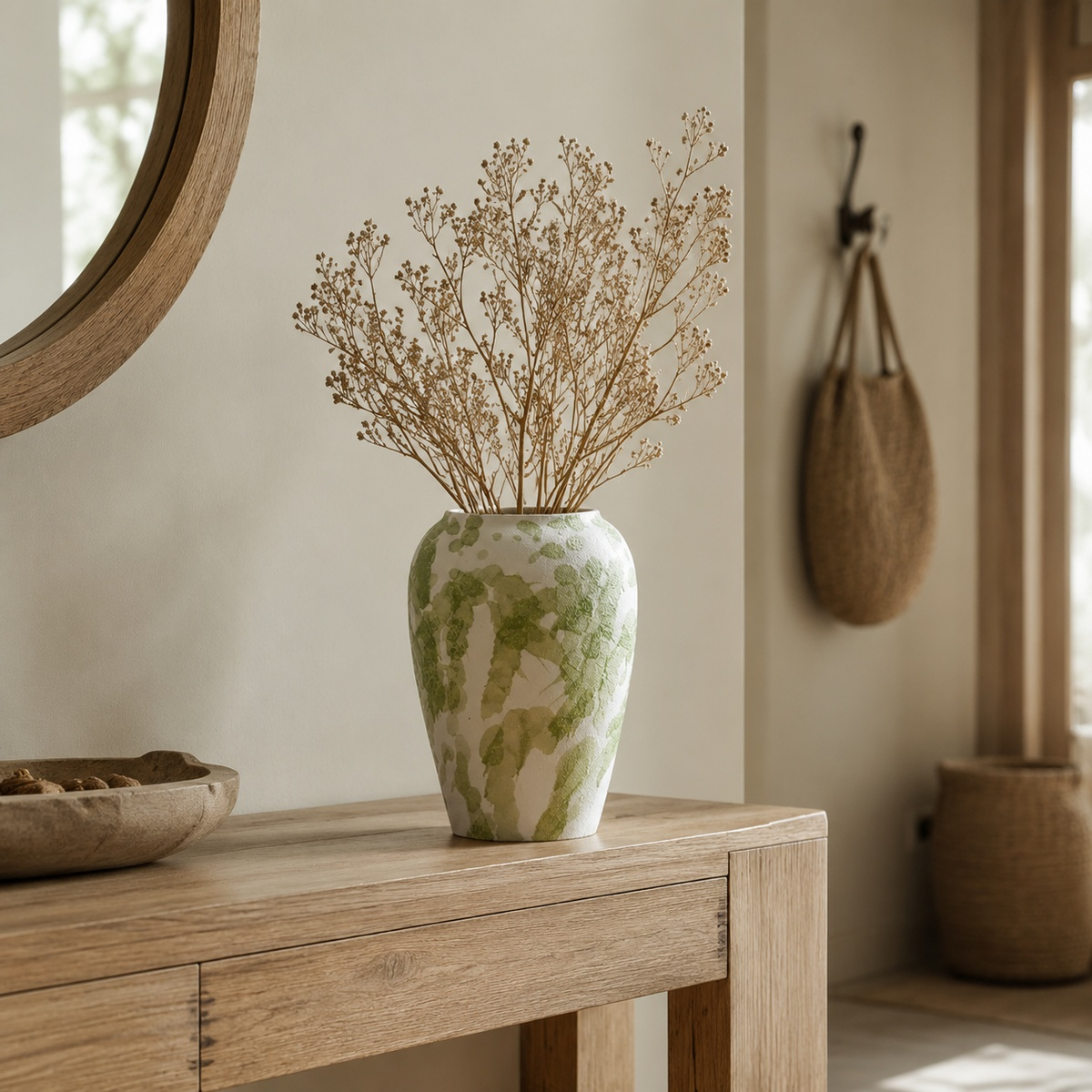Green Ink Ceramic Vase - Botanical Glaze Flower Vase D74 Jade Mist lifestyle scene one