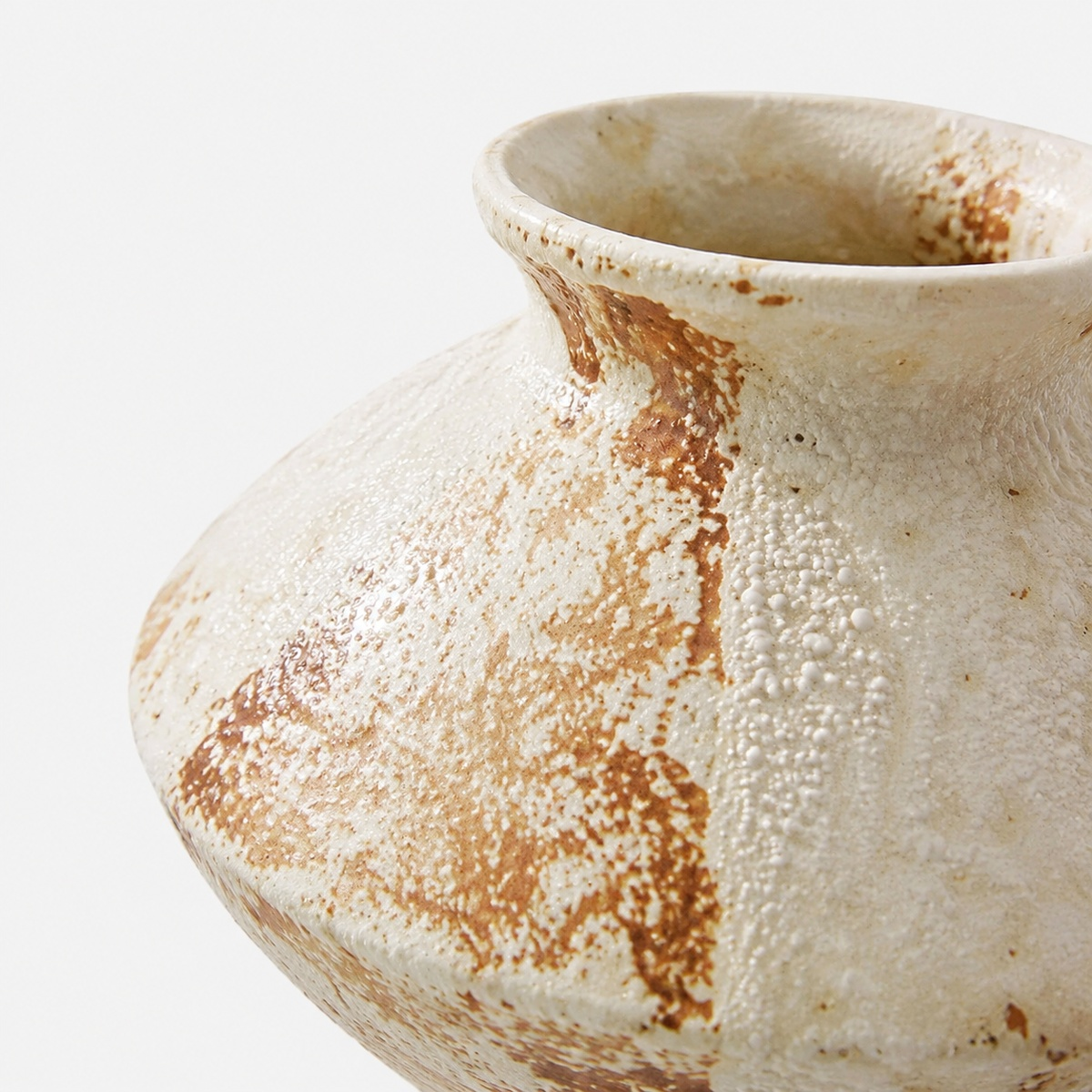 Rustic Aged Ceramic Vase - Sculptural Wabi Sabi Flower Vase D73 Wide Saucer ceramic texture detail