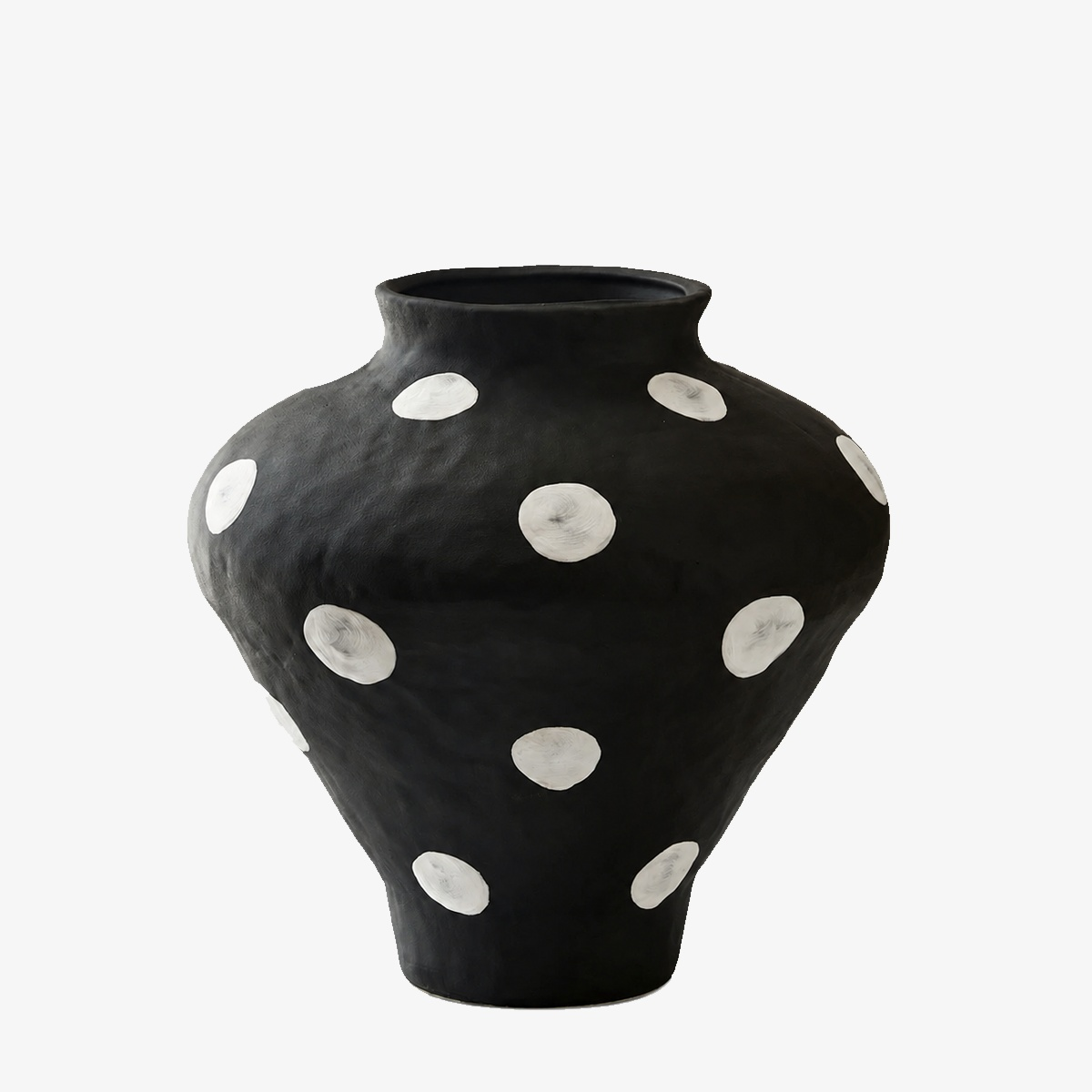 Hand-Painted Polka Dot Ceramic Vase - Large Decorative Vase D75 Matte Black Large A product image