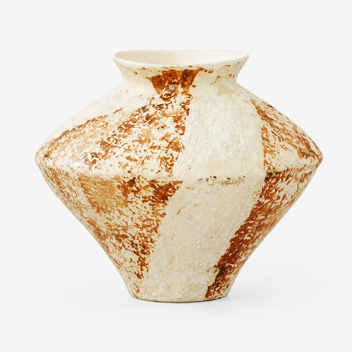 Rustic Aged Ceramic Vase - Sculptural Wabi Sabi Flower Vase D73 Wide Saucer product image