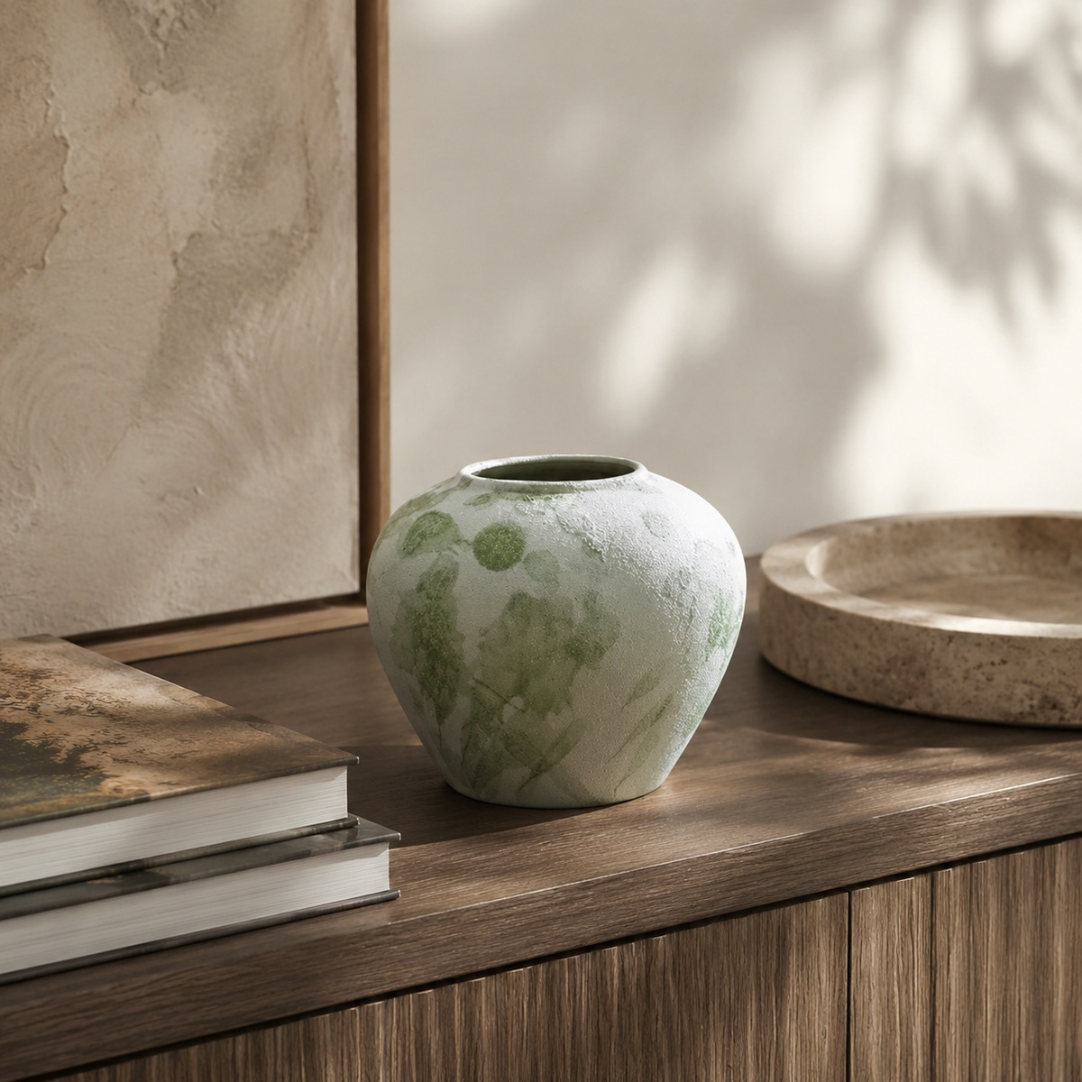 Green Ink Ceramic Vase - Botanical Glaze Flower Vase D74 Soft Ink lifestyle scene two