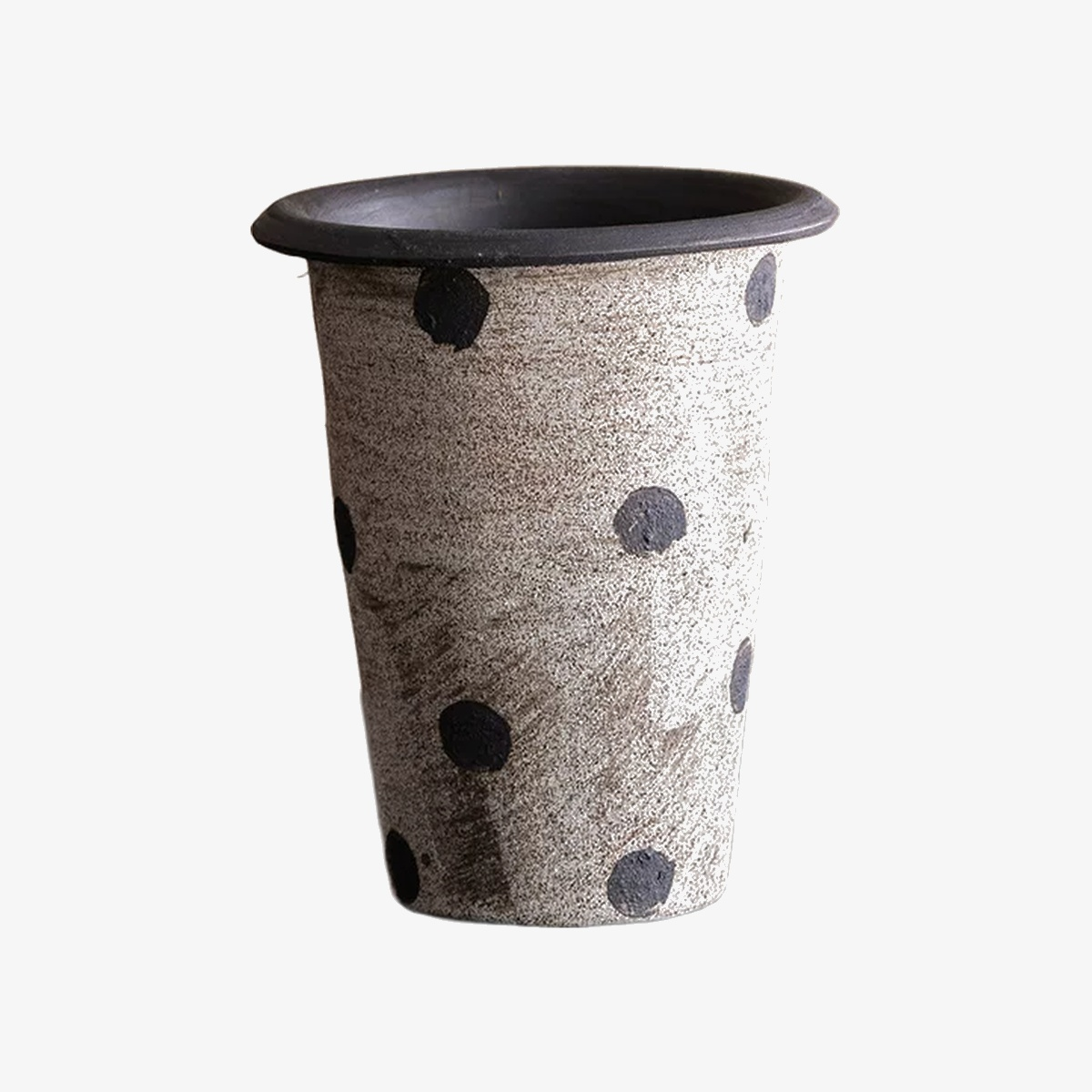 Rustic Polka Dot Mini Ceramic Planter Vase - Two Styles D82 Tapered A product image